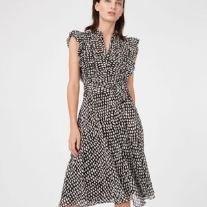 CLUB MONACO "Saffra" Ruffle Dress in Black/White, Sz. 6